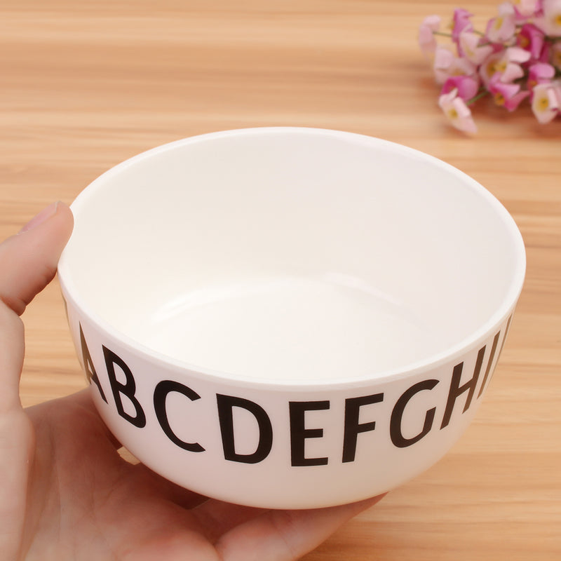 White Alphabet Bowl Kids Baby Toddler Feeding Anti-drop Dinner Snacks Safe Kids Bowl