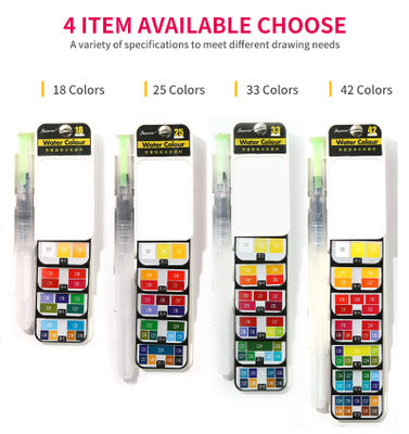 Dropshipping 18/25/33/42Colors Solid Watercolor Paint Set With Water Brush Pen Watercolor Pigment For Draw Art Supplie