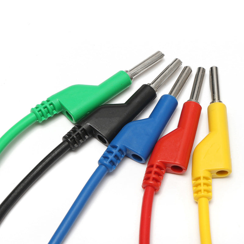 DANIU 5Pcs 5 Colors Silicone Banana to Banana Plugs Test Probe Leads Cable