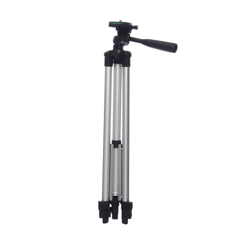 Silver 1.3m 3 Sections Adjustable Aluminum Alloy Tripod Phone Holder With Phone Clip For iPhone Samsung Huawei Xiaomi