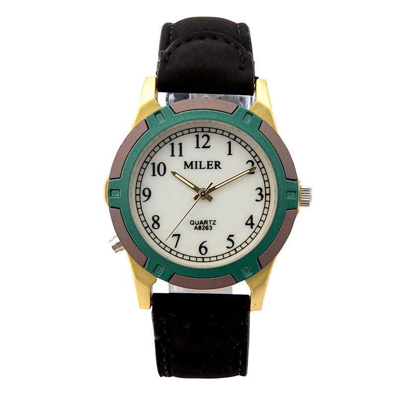 MILIER 8261 Fashion Simple Men Women Leather Strap Wrist Quartz Watch