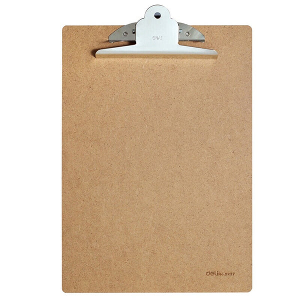 Deli 9227 A4 Wooden Clip Board Portable Writing Board Clipboard Office School Meeting Accessories With Metal Clip