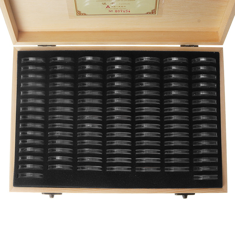 20/100PCS Rugged Wooden Coins Display Case Capsule Holder Storage Coin Collection Box