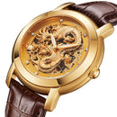 ANGELA BOS 9007 Automatic Mechanical Watches Dragon Collection Leather Strap Men Watch