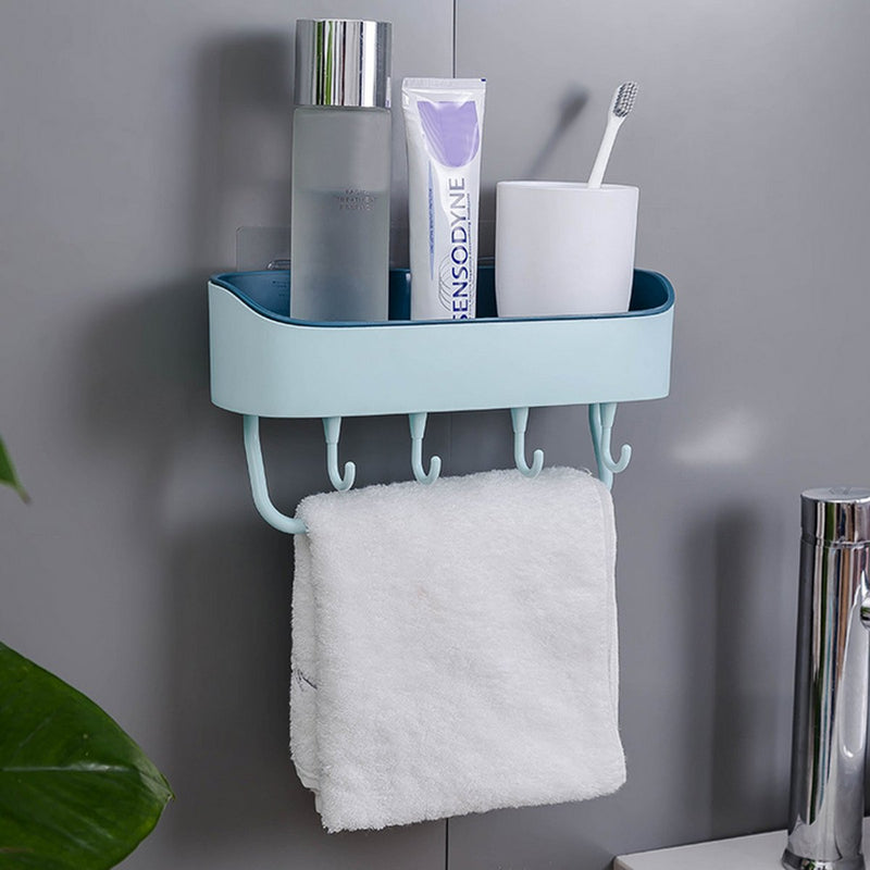 Self-adhesive Wall Hanging Storage Rack Shelf Hook Home Kitchen Holder Organizer Towel Holder