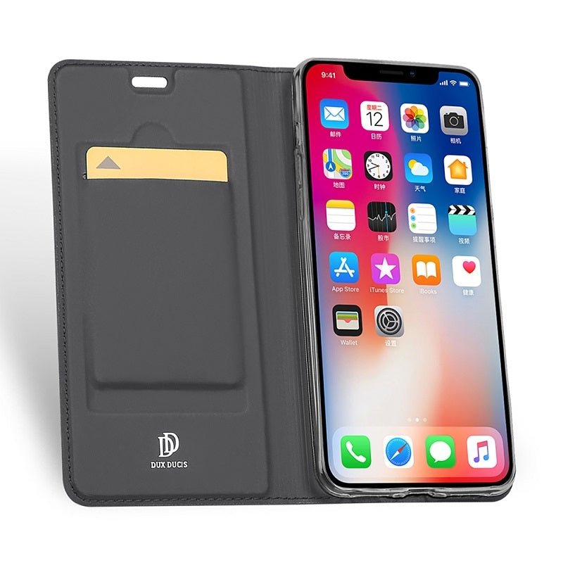 DUX DUCIS Protective Case For iPhone XS Max Magnetic Flip Wallet Card Slot Kickstand