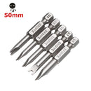 Broppe 5pcs 50mm 1/4 Inch Hex Shank Magnetic U-shaped Screwdriver Bits