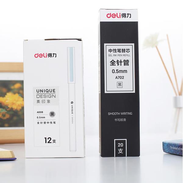 Deli A008 0.5mm Gel Pen Black Handwriting For Office And School Supply 12 PCS