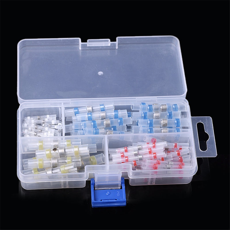 Excellway 50/100pcs Solder Seal Heat Shrink Tube Butt Wire Connector Terminal Waterproof 4 Size