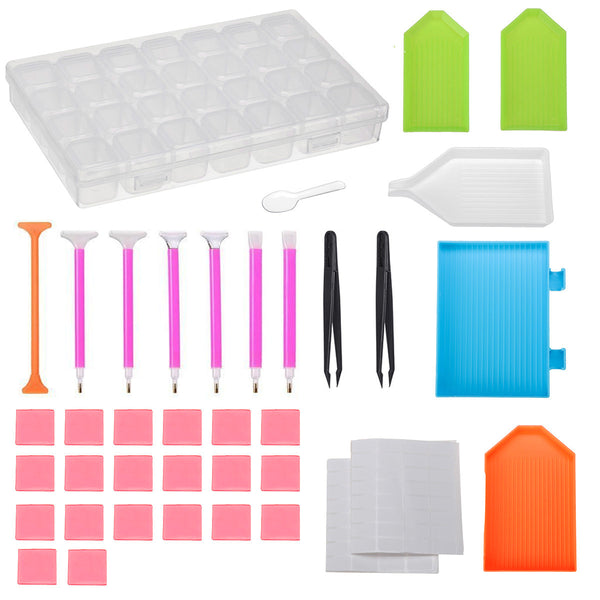 38Pcs 5D Diamond Paintings Tool DIY Embroidery Stitch Cross Pen Storage Box Kit