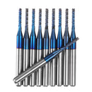 Drillpro 10pcs 1.6-2.0mm Blue NACO Coated PCB Bit Carbide Engraving Milling Cutter For CNC Tool Rotary Burrs