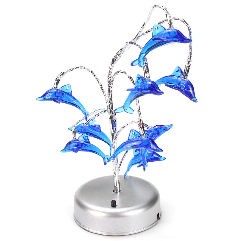 Novelty Charging LED Dolphin Tree Branch Night Light Table Lamp Gift Decor