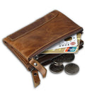 IPRee Men's Vintage RFID Blocking Wallet Genuine Leather ID Card Holder Coin Pocket Purse