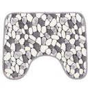 3Pcs Stone Pattern Washable Anti-Slip Soft Bathroom Pedestal Rug Toilet Lid Cover Bathroom Floor Mat Set