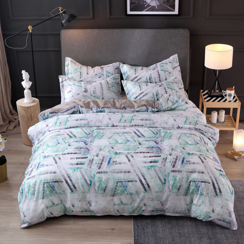 3 PCS Bedding Sets Simple Style Printed Quilt Cover Pillowcase For Queen Size