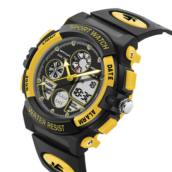 SANDA 116 Dual Display Digital Watch Children Colorful Alarm Luminous Calendar Stopwatch Sport Watch
