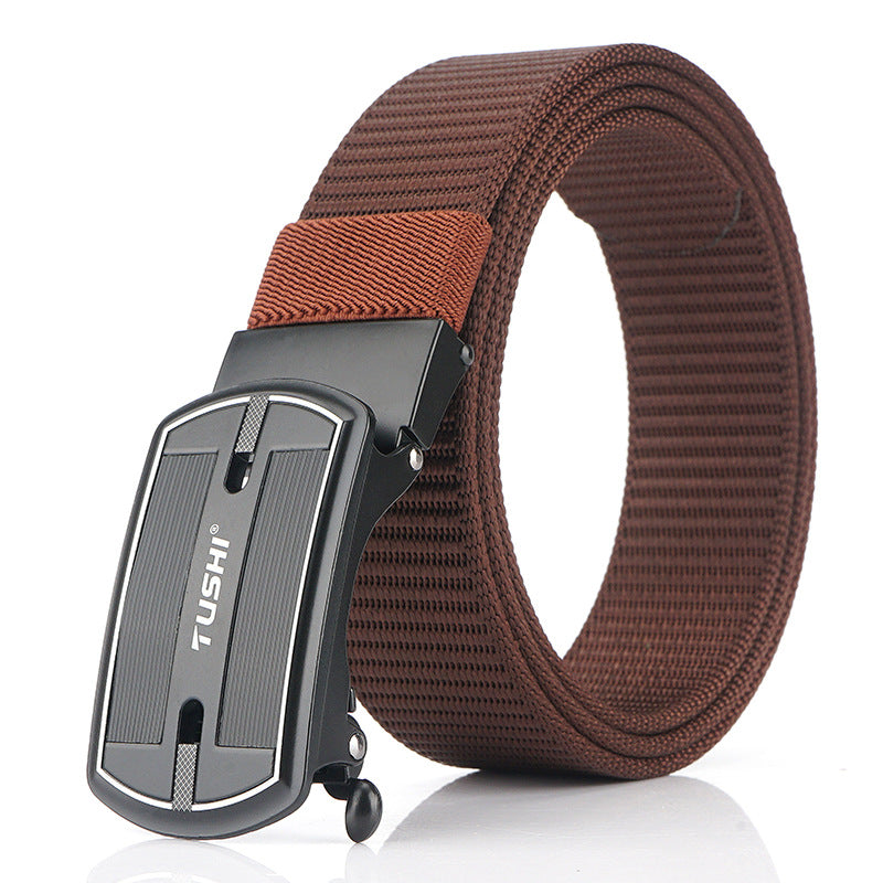 TUSHI 125cm x 3.4cm Punch Free Automatic Quick Release Buckle Tactical Belt Casual Belts