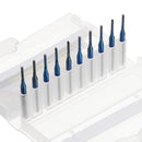 Drillpro 10pcs 1.6-2.0mm Blue NACO Coated PCB Bit Carbide Engraving Milling Cutter For CNC Tool Rotary Burrs