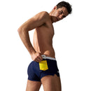 AQUX 5185 Men Boxer Shorts Swimming Trunks With A button Pocket Fast Drying Beach Sexy