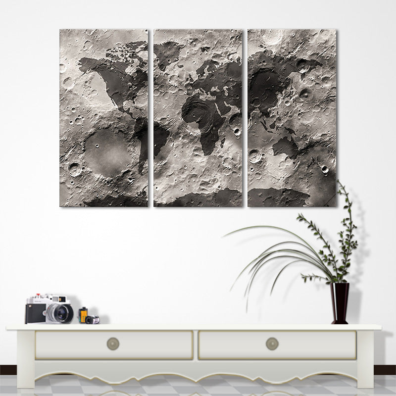 Miico Hand Painted Three Combination Decorative Paintings Lunar Surface Wall Art For Home Decoration