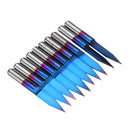 Drillpro 10pcs 0.1/0.2/0.3mm 25 Degree Engraving Bit Blue NANO Coated Carbide Flat Bottom PCB Engraving Bit CNC Router Tool