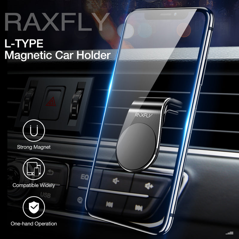 RAXFLY Metal Air Vent Magnetic Car Mount Car Phone Holder For 4 Inch-7 Inch Smart Phone iPhone XS Max Samsung Galaxy S10 Plus