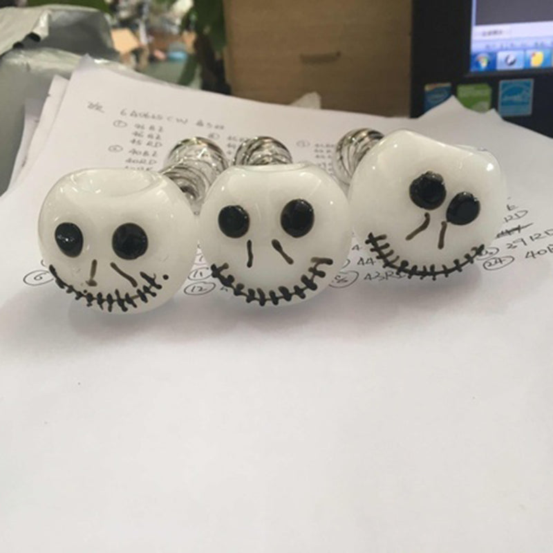 Halloween Lovely Skull Glass Water Pipes Herb Tube Portable