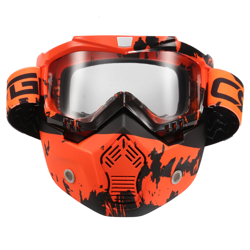 Detachable Modular Face Mask Shield Goggle Protect Motorcycle Helmet