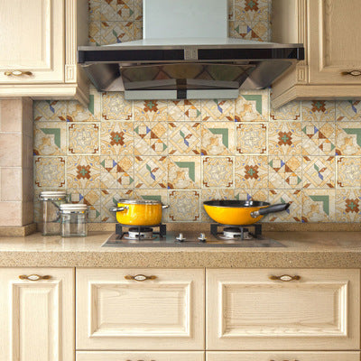 Retro Self-adhesive Wall Sticker Home Tiles Floor Background Kitchen PVC Anti-oil Wall Stickers