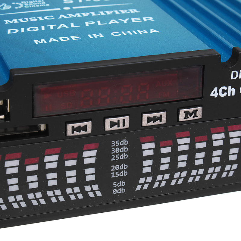 360W DC 12V Digital Audio Stereo Amplifier 4CH USB SD FM + Remote Control