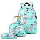 3 in 1 Laptop Bag Multifunction Backpack For Women Flower School-Bag Travel-Bag Nylon Water Resistant Casual Daypack