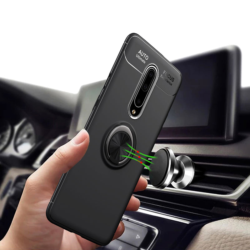 For OnePlus 7T Pro Bakeey 360 Rotating Magnetic Ring Holder Soft TPU Shockproof Protective Case