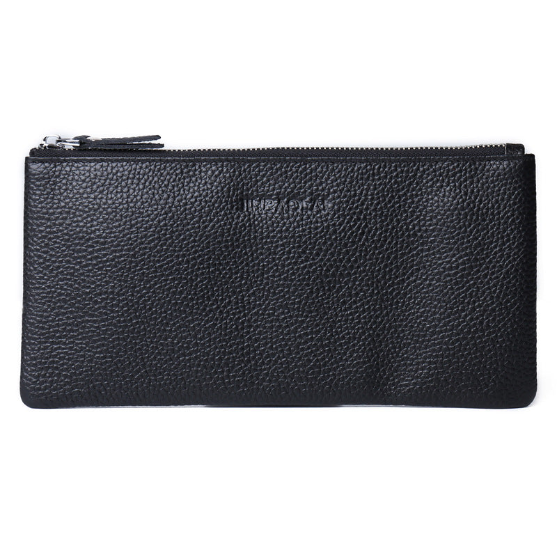 JINBAOLAI Luxury High Quality Genuine Leather Men Wallet Zipper Handbag Card Holder Coin Purse