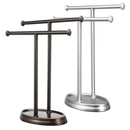 2 Tier Bar Towel Holder Freestanding Drying Rack Hanger Storage Shelf Bathroom