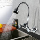 Chrome Basin Sink Mixer Tap Dual Handle Hot Cold Water Faucet Adjustable Swivel Spout Kitchen