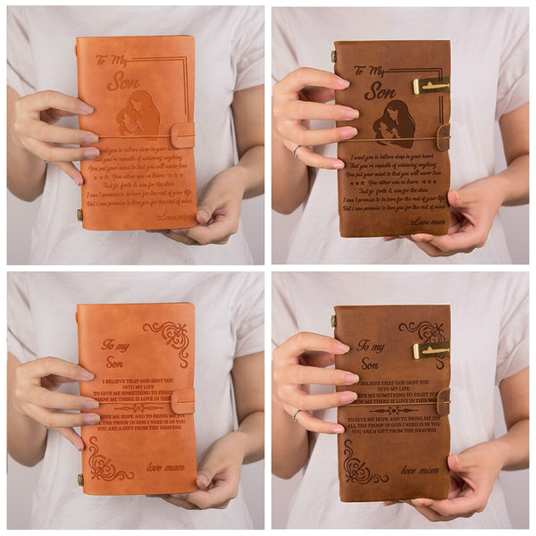 Vintage Leather Back Sketch Book Handmade Journal Memo Dream Notebook Paper Notepad With For Unique Best Gift -For My Son From MOM