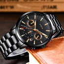 LIGE 9866 Chronograph Full Steel Band Men Wrist Watch Luminous Display Quartz Watch