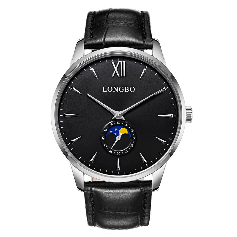 LONGBO 5008 The Sun The Moon The Stars Leather Band Waterproof Men Women Quartz Watch