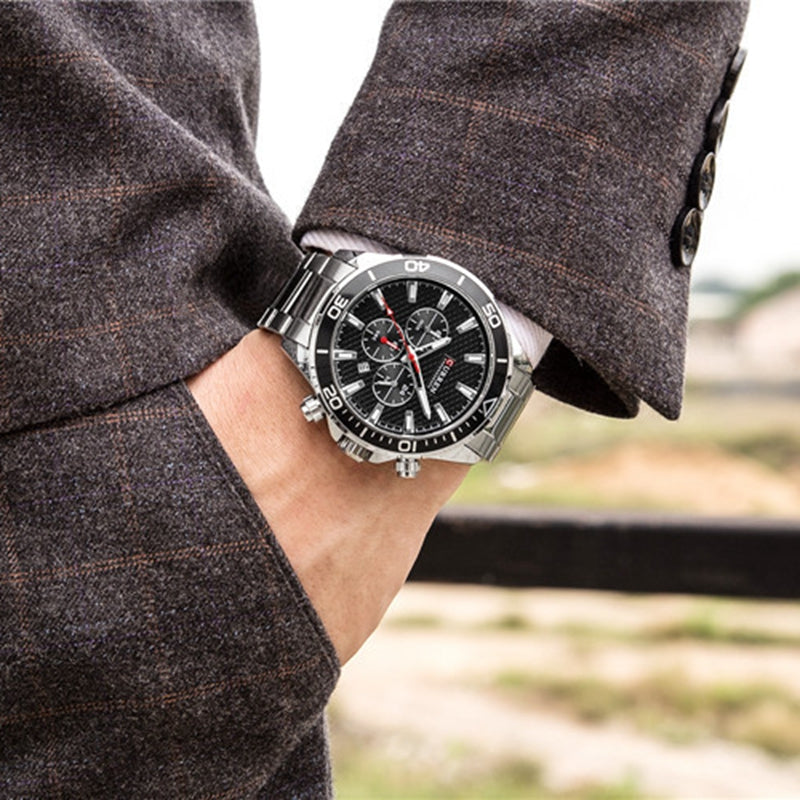 CURREN 8309 Business Style Full Steel Men Wrist Watch Date Display Quartz Watch