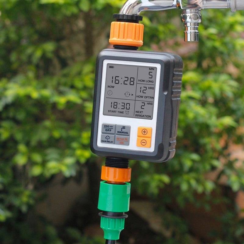 3/4'' IP65 Waterproof Automatic Water Irrigation Timer Hose Timer Sprinkler Controller Timer Faucet Digital Watering Timer w/ LCD Screen for Garden Lawn