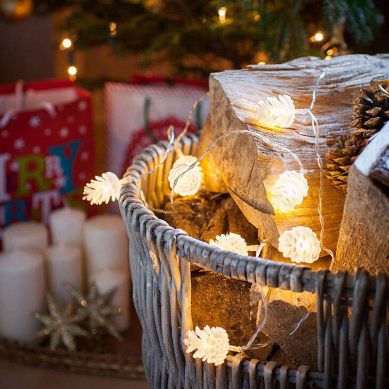 KCASA 2M 20 LED Pine Cone String Lights LED Fairy Lights for Festival Christmas Halloween