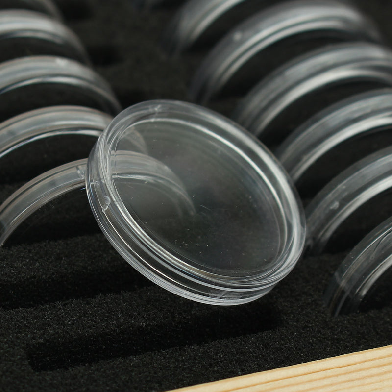 Wood Coins Display Storage Box for Slab Certified Coin With 50Pcs Capsules