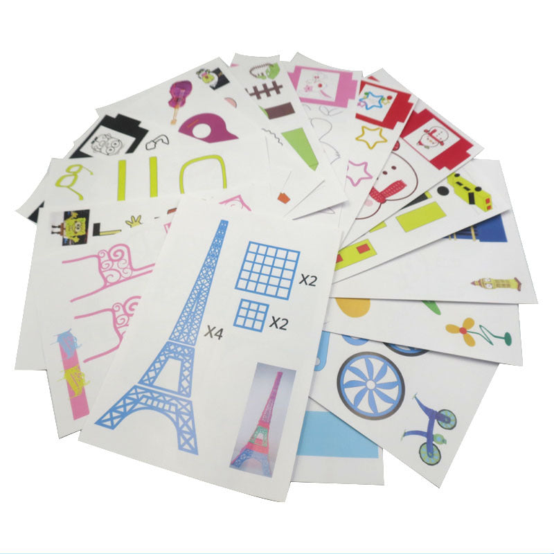 22Pcs/Pack 44 Patterns 3D Printing Pen Double-sided Cartoon Drawing Paper with Transparent Template Copy Graffiti Board for DIY Children Kids