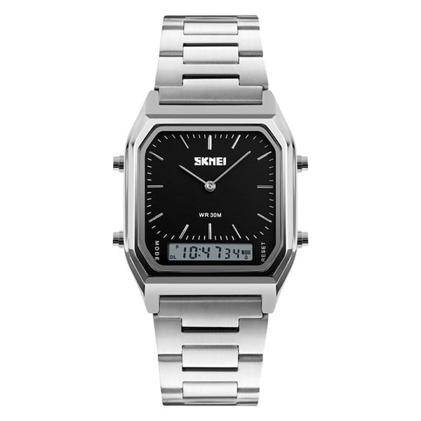 SKMEI 1220 Alloy Case 30M Waterproof Luminous Business Classic Quartz Digital Dual Display Watch
