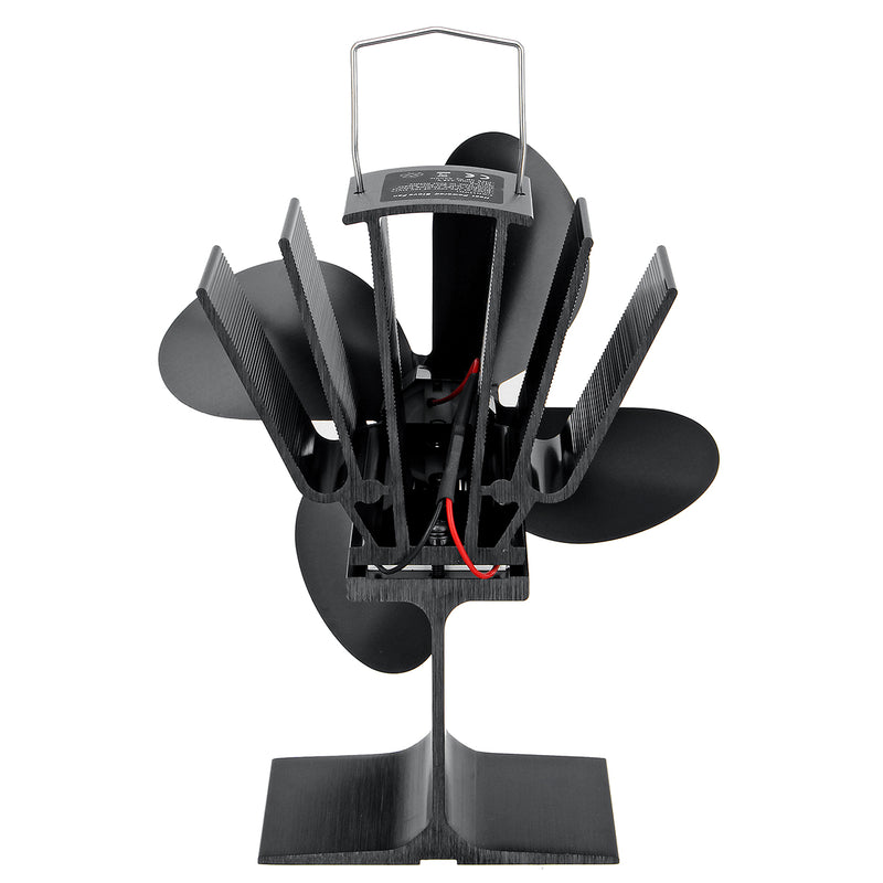 4 Blades Heat Powered Stove Fireplace Fan W/ Thermometer for Wood Log Burning Burner Stove