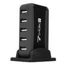 EU/US Vertical 7 Port USB 2.0 High Speed Hub+AC Power Supply Adapter For Raspberry Pi PC