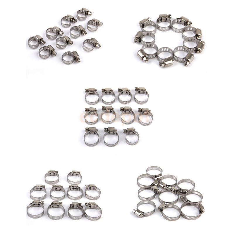 50pcs 5 sizes Adjustable Fuel Line Jubilee Hose Spring Clamp Petrol Pipe Clips