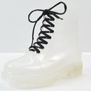 Transparent Women Martin Boots Print Jelly Boots Shoes Women Clear Rain Boots