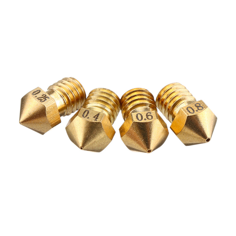 UM3 M6 Brass Heating Block + 0.25/0.4/0.6/0.8mm Nozzle + Cleaning Needle Kit for 3D Printer