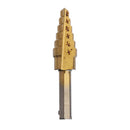 Drillpro 5Pcs Titanium Plating 1/8-1-3/8 Inch Step Drill Bit Set Hole Puncher for Metal Wood Steel